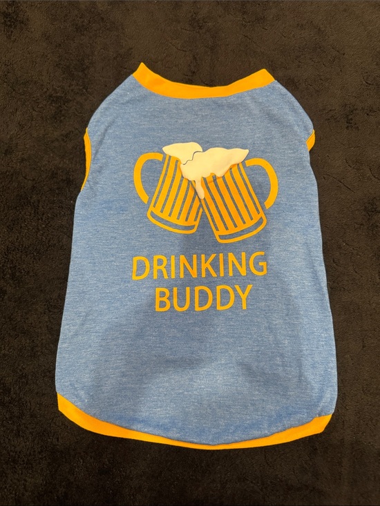Top Paw Other - Top Paw Blue and Yellow 'Drinking Buddy' Dog Shirt
